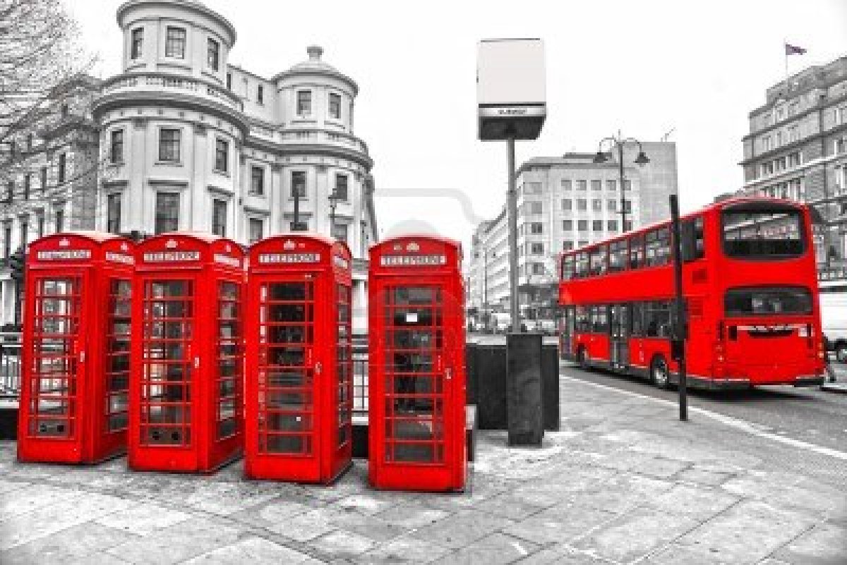 red telephone boxes and red double decker